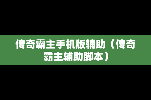 传奇霸主手机版辅助（传奇霸主辅助脚本）