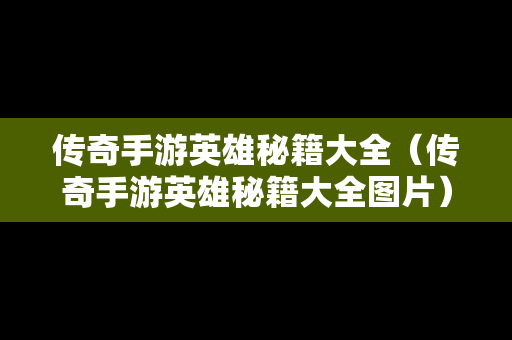 传奇手游英雄秘籍大全（传奇手游英雄秘籍大全图片）