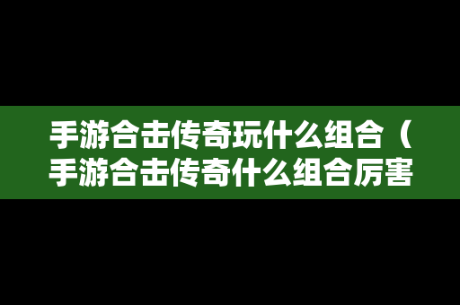 手游合击传奇玩什么组合（手游合击传奇什么组合厉害）