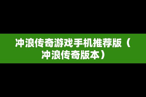 冲浪传奇游戏手机推荐版（冲浪传奇版本）