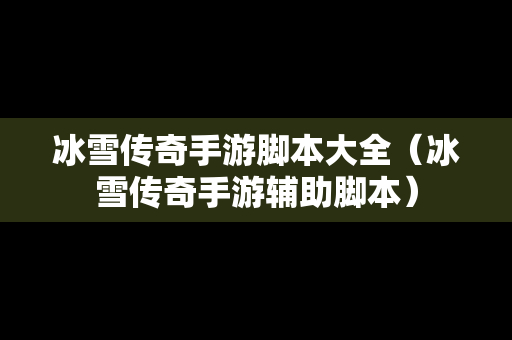 冰雪传奇手游脚本大全（冰雪传奇手游辅助脚本）