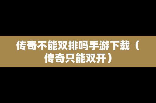 传奇不能双排吗手游下载（传奇只能双开）