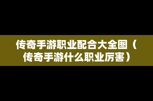 传奇手游职业配合大全图（传奇手游什么职业厉害）