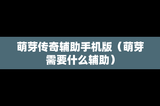 萌芽传奇辅助手机版（萌芽需要什么辅助）