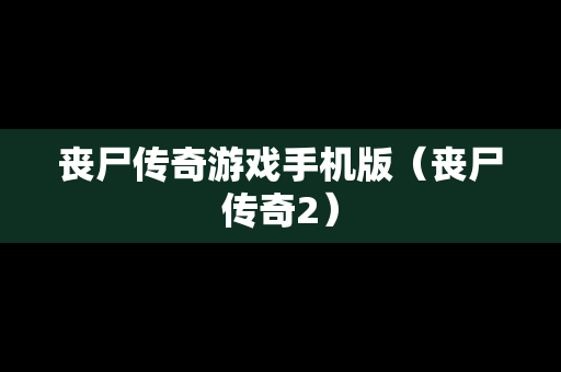 丧尸传奇游戏手机版（丧尸传奇2）