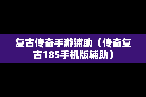复古传奇手游铺助（传奇复古185手机版辅助）