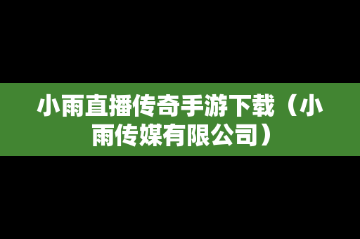 小雨直播传奇手游下载（小雨传媒有限公司）