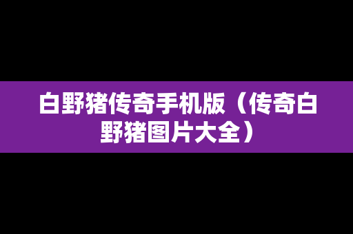白野猪传奇手机版（传奇白野猪图片大全）