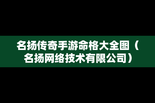 名扬传奇手游命格大全图（名扬网络技术有限公司）