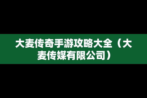 大麦传奇手游攻略大全（大麦传媒有限公司）