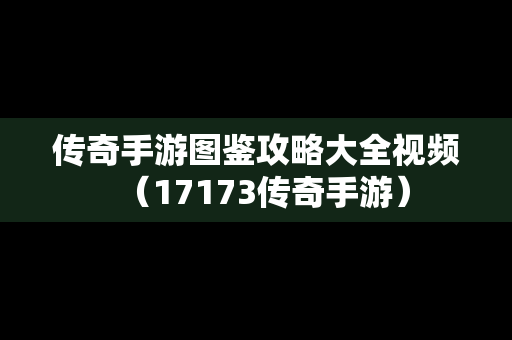 传奇手游图鉴攻略大全视频（17173传奇手游）