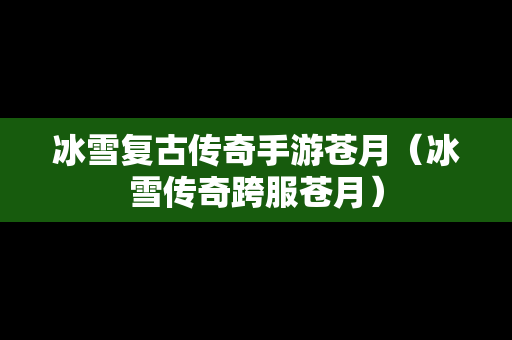 冰雪复古传奇手游苍月（冰雪传奇跨服苍月）