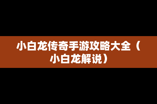 小白龙传奇手游攻略大全（小白龙解说）