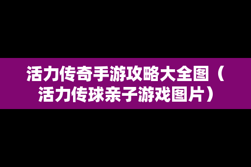 活力传奇手游攻略大全图（活力传球亲子游戏图片）