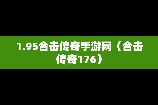1.95合击传奇手游网（合击传奇176）