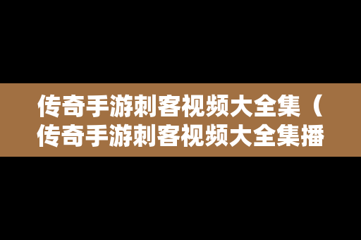 传奇手游刺客视频大全集（传奇手游刺客视频大全集播放）