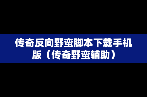 传奇反向野蛮脚本下载手机版（传奇野蛮辅助）