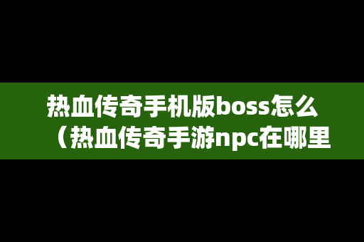 热血传奇手机版boss怎么（热血传奇手游npc在哪里）