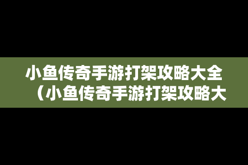 小鱼传奇手游打架攻略大全（小鱼传奇手游打架攻略大全视频）