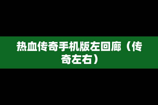 热血传奇手机版左回廊（传奇左右）