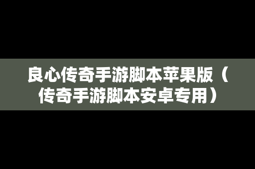 良心传奇手游脚本苹果版（传奇手游脚本安卓专用）