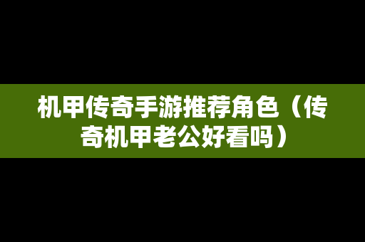 机甲传奇手游推荐角色（传奇机甲老公好看吗）