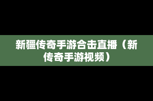 新疆传奇手游合击直播（新传奇手游视频）