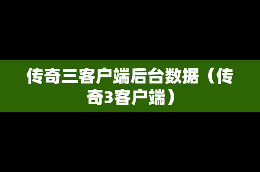 传奇三客户端后台数据（传奇3客户端）
