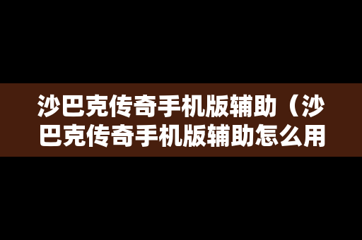 沙巴克传奇手机版辅助（沙巴克传奇手机版辅助怎么用）