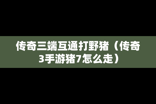 传奇三端互通打野猪（传奇3手游猪7怎么走）