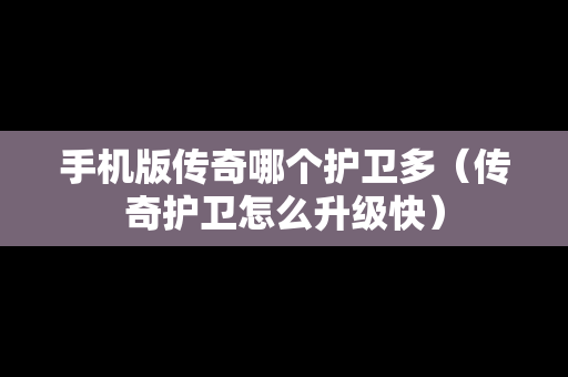 手机版传奇哪个护卫多（传奇护卫怎么升级快）