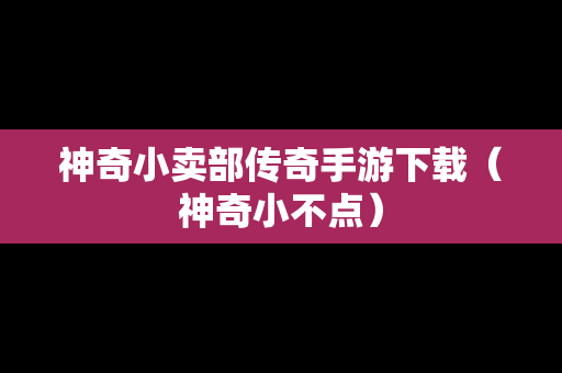 神奇小卖部传奇手游下载（神奇小不点）
