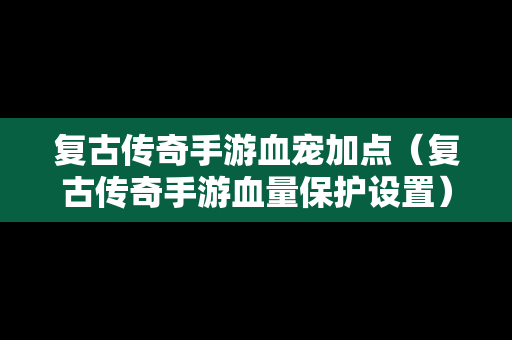 复古传奇手游血宠加点（复古传奇手游血量保护设置）