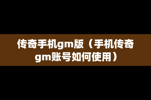传奇手机gm版（手机传奇gm账号如何使用）