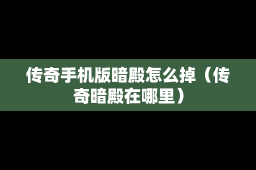 传奇手机版暗殿怎么掉（传奇暗殿在哪里）