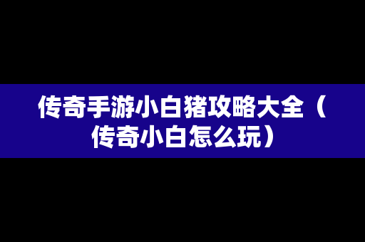 传奇手游小白猪攻略大全（传奇小白怎么玩）