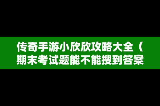 传奇手游小欣欣攻略大全（期末考试题能不能搜到答案）